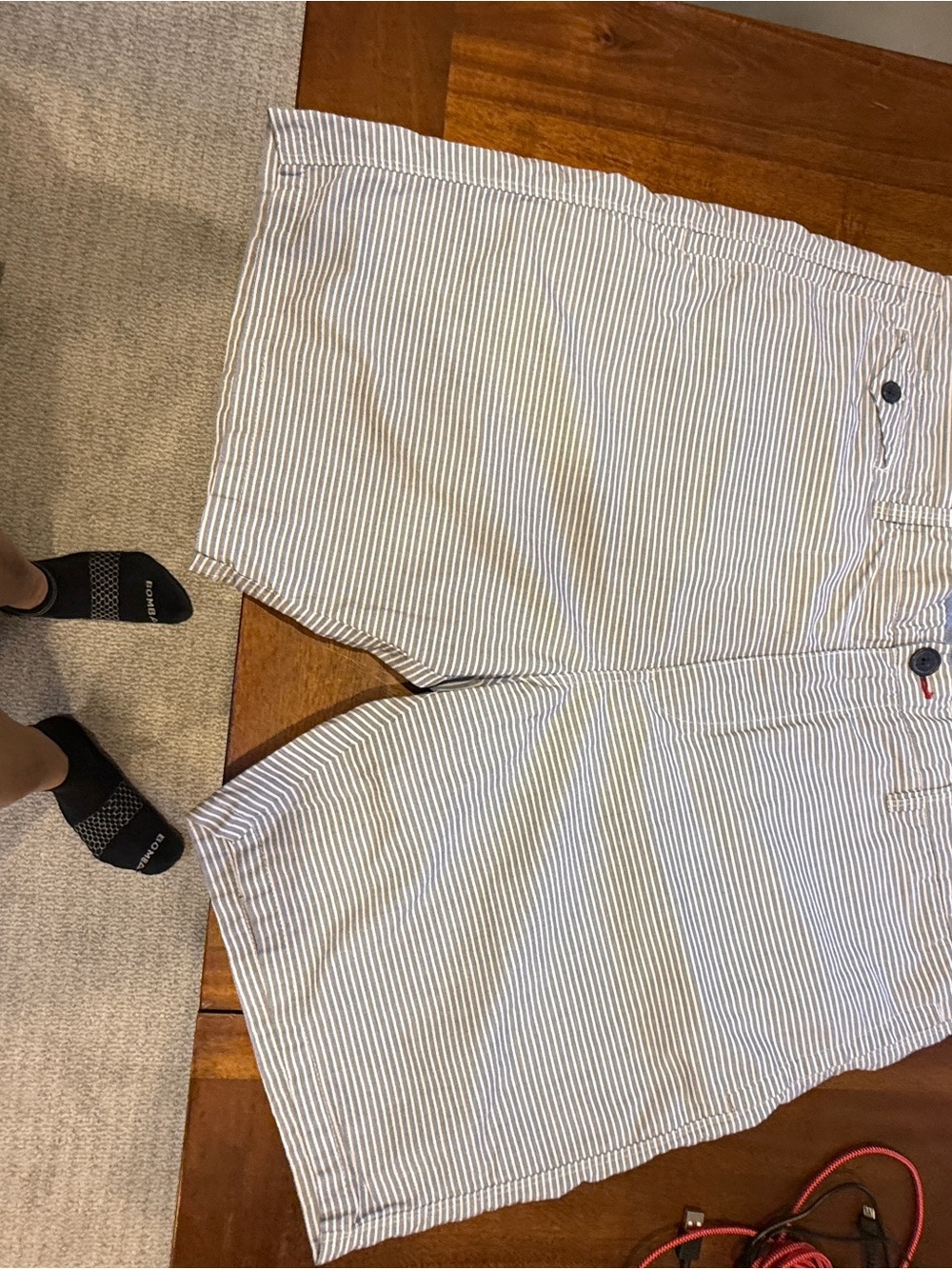 New w/o tag Howe Blue Chambray Shorts with White Trim and Red Stitching.